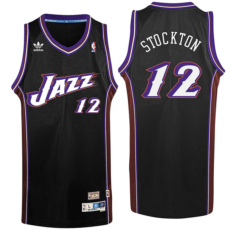 canotta john stockton 12 con utah jazz retro nero